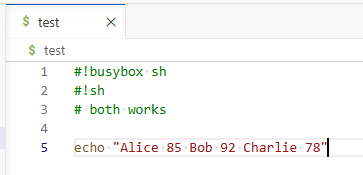 Test shell script